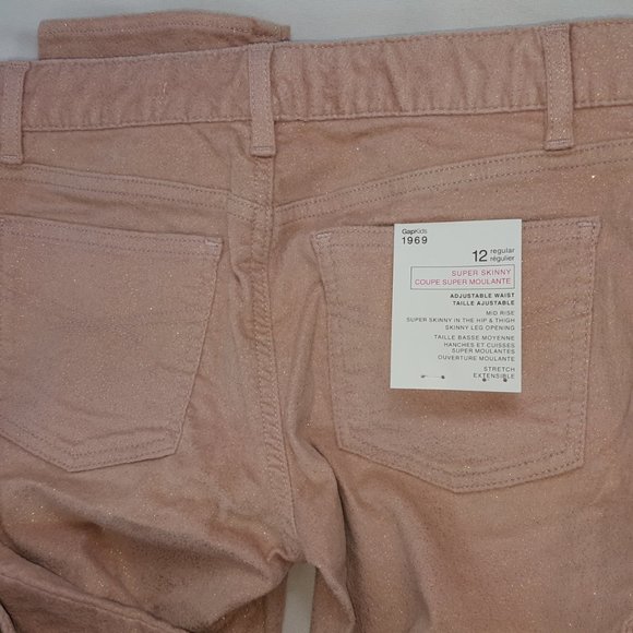GAP Kids 1969 Super Skinny Regular Pants Sparkles Girls size 12 NEW - Picture 3 of 4